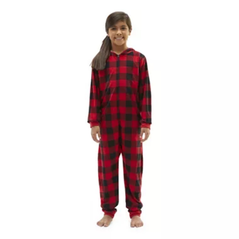 Plaid Little & Big Unisex Knit Long Sleeve One Piece Pajama